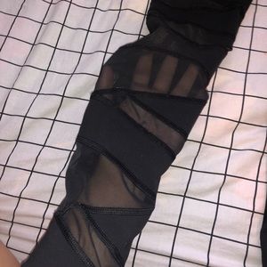 black long mesh leggings